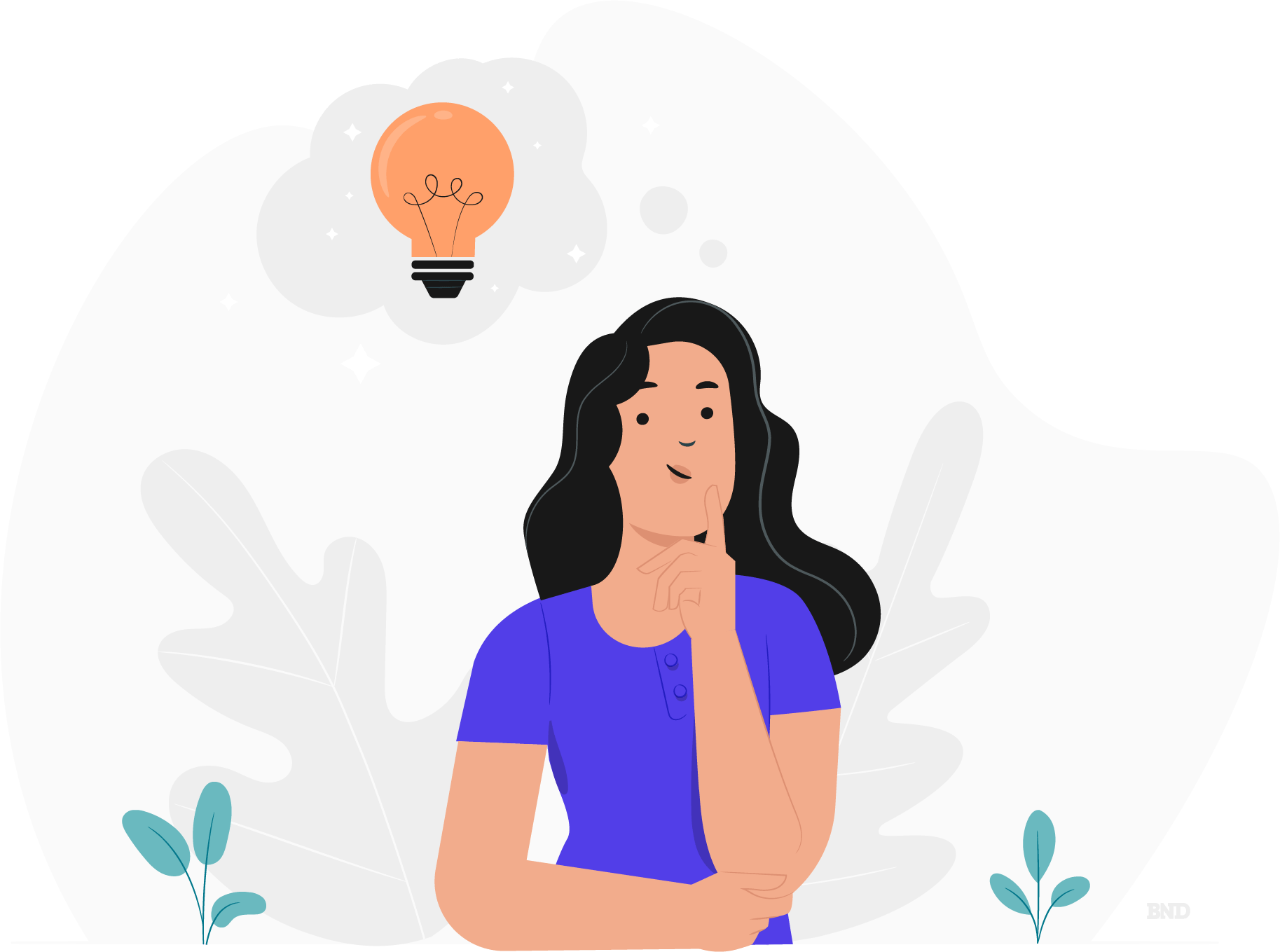 graphic of a person thinking with a lightbulb above their head