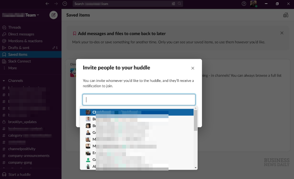 Slack huddle screenshot