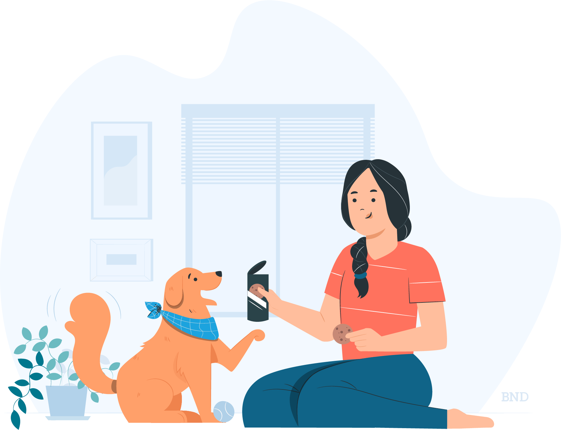 graphic of a person giving a dog a treat