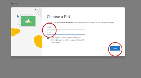 my chrome remote desktop pin