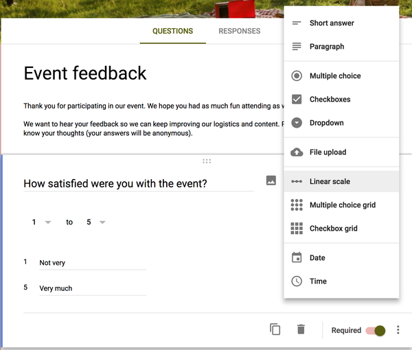 Google Forms feedback