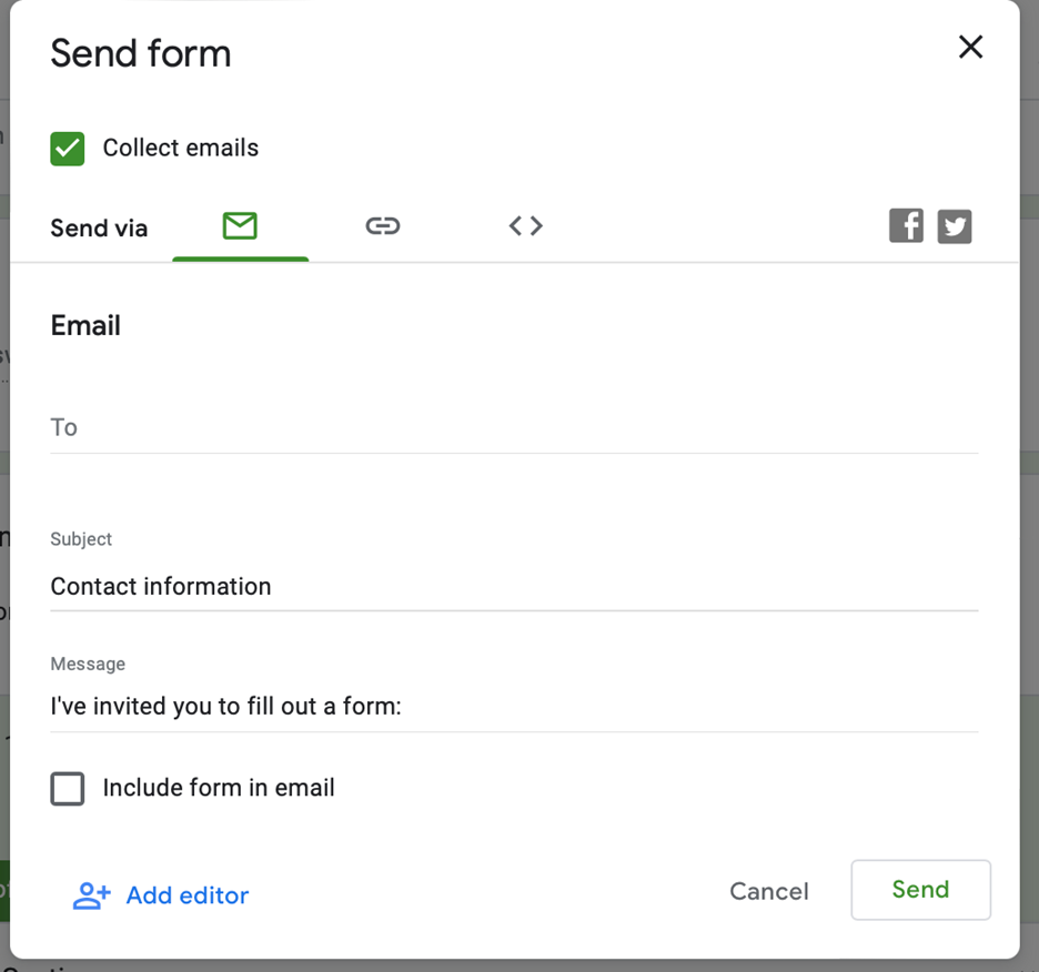 Google Forms sharing
