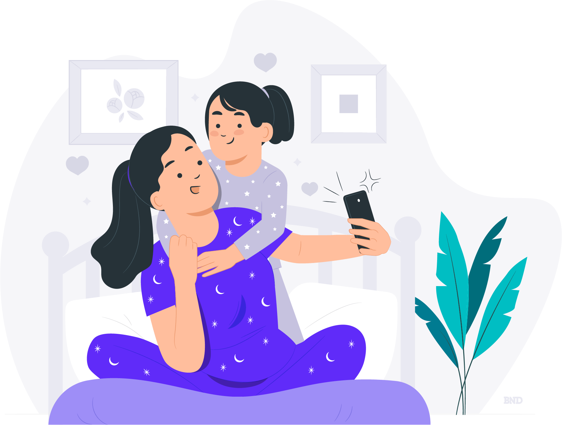 graphic of a mother taking a selfie with her child