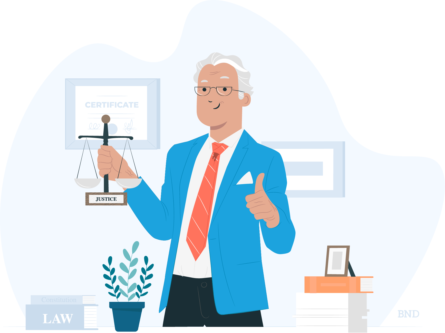 graphic of a businessman holding a scale