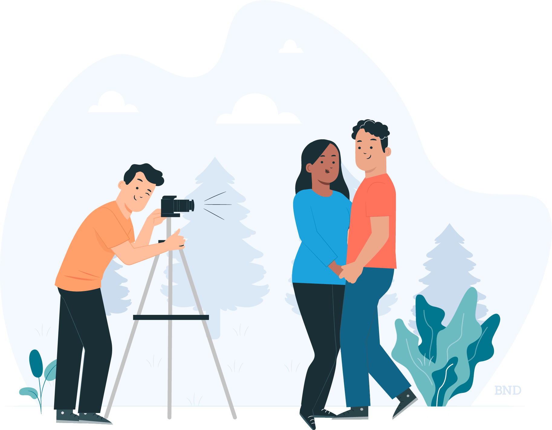 graphic of a photographer taking a couple's picture