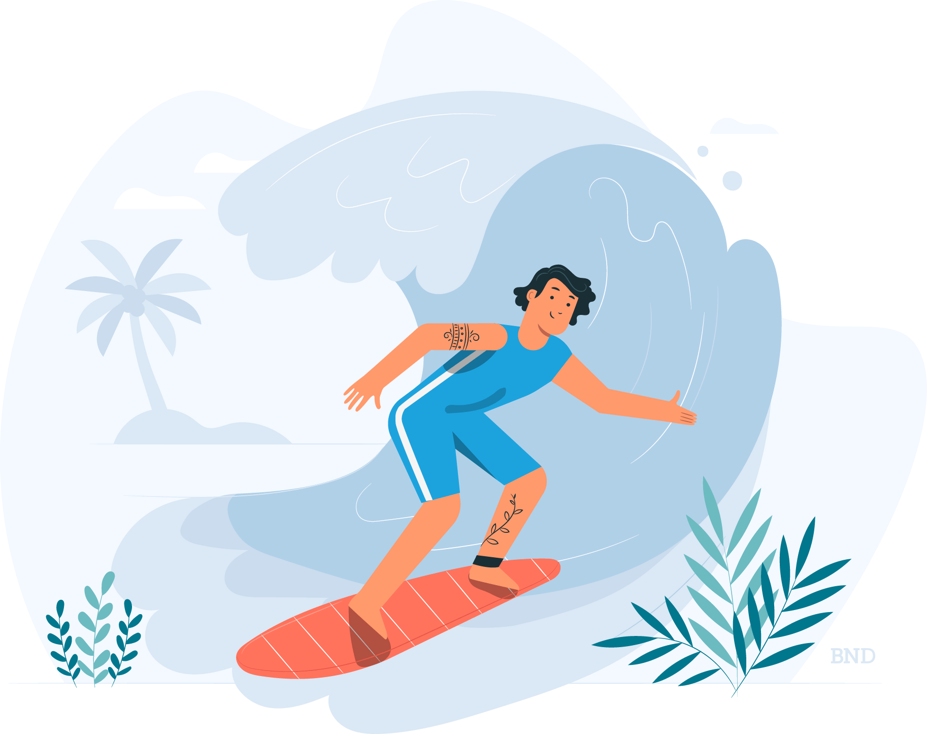 graphic of a person surfing