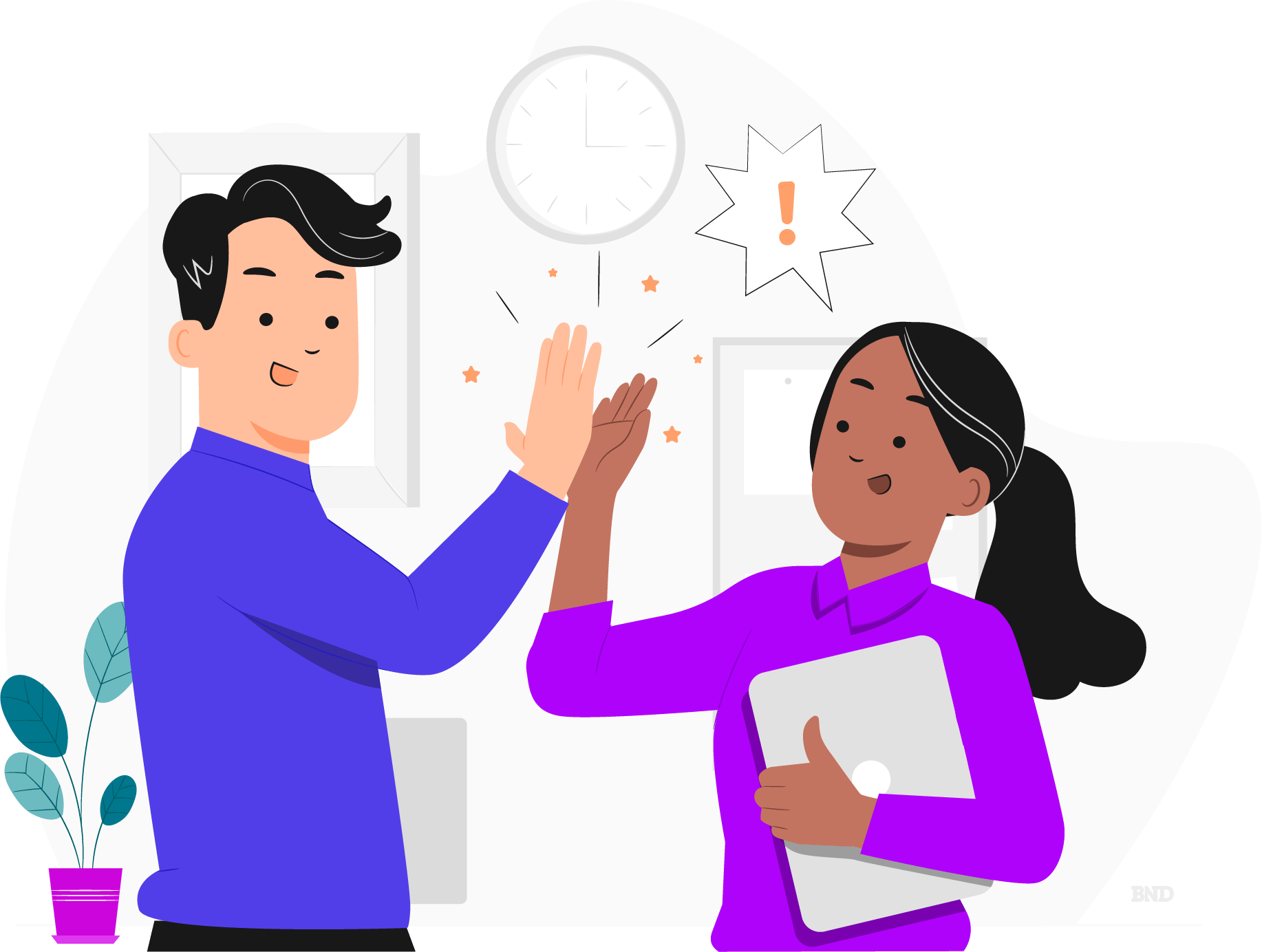 graphic of two colleagues high fiving each other