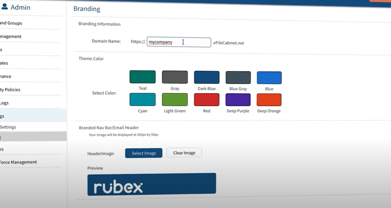 Rubex customization screen