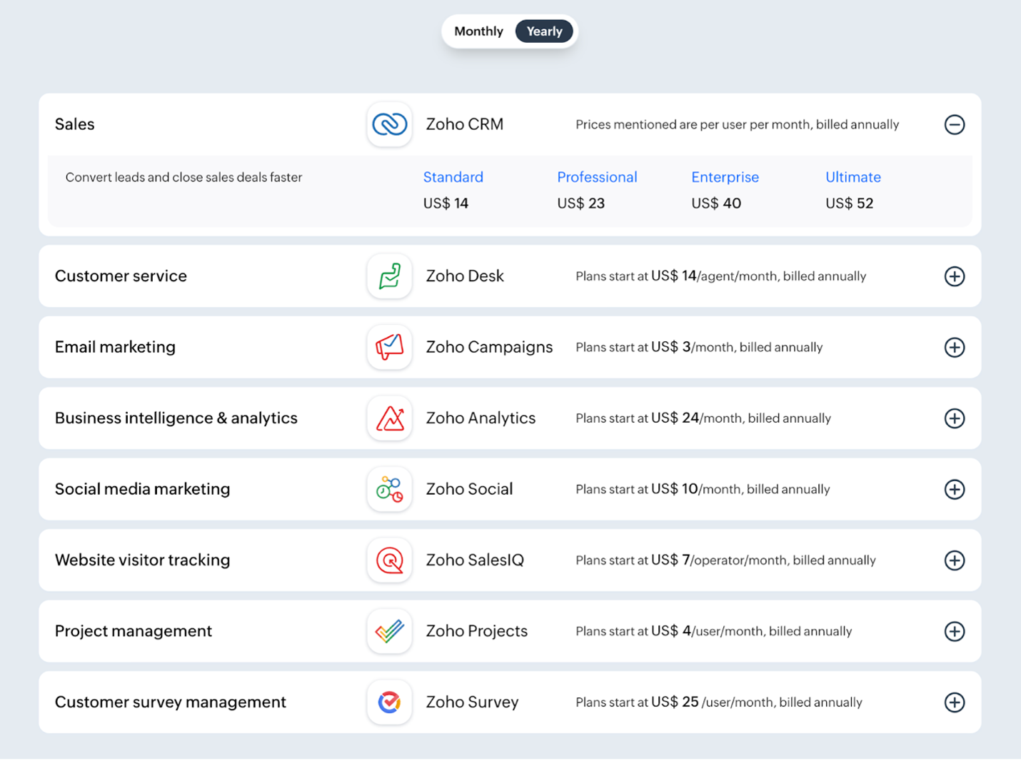 Zoho CRM apps