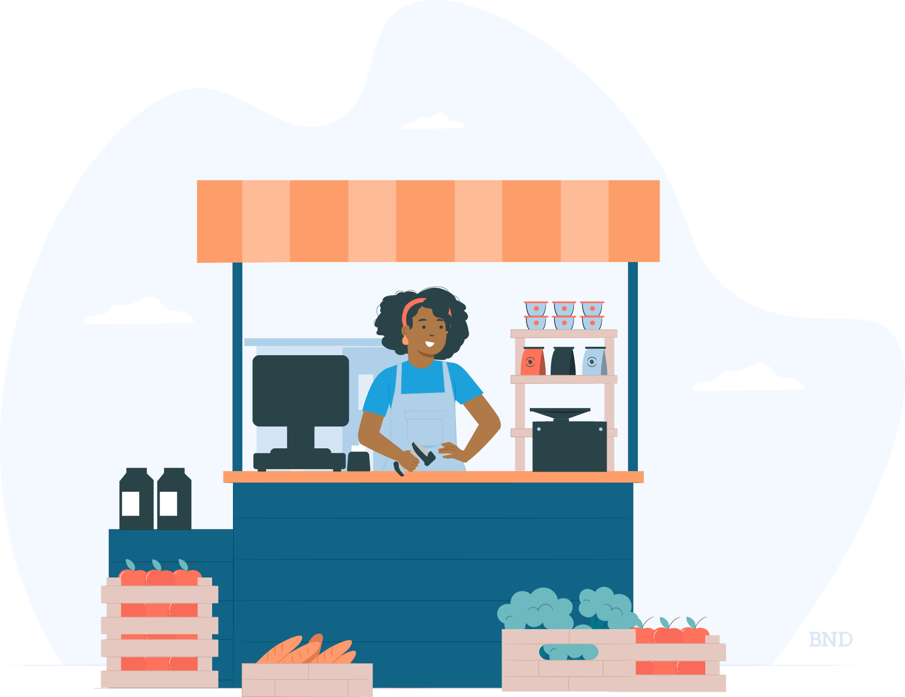 graphic of a farmers market vendor