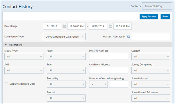 RingCentral customer contact history