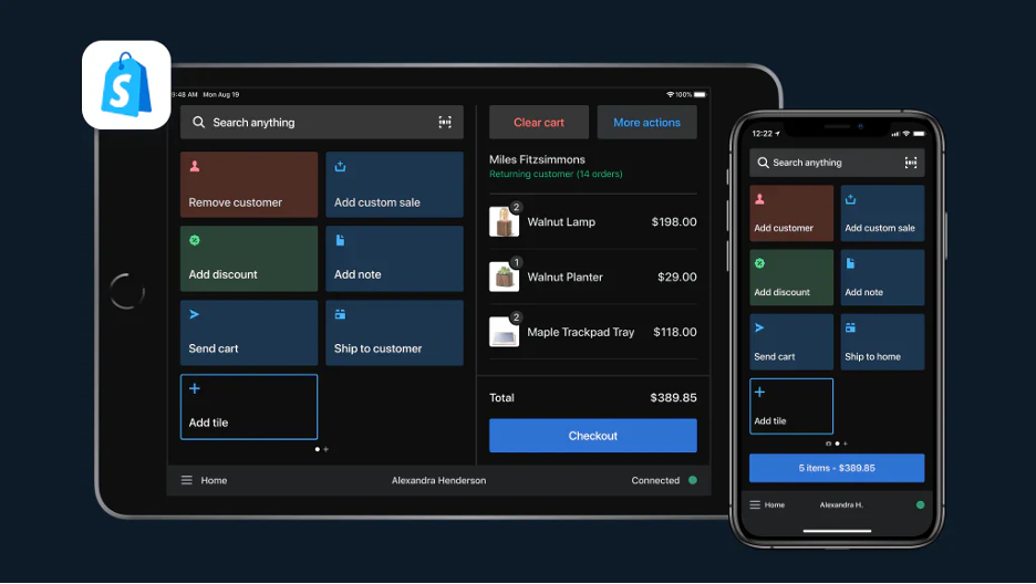 Shopify on a tablet and mobile device