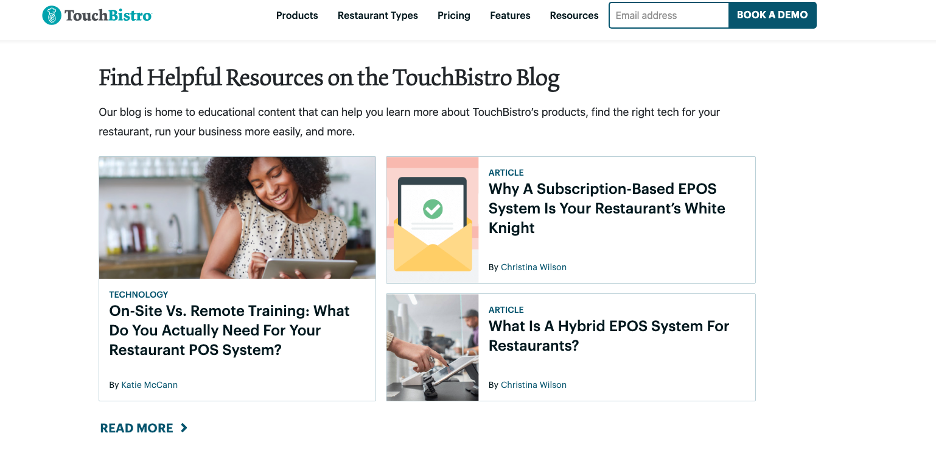 Touchbistro's blog has educational content
