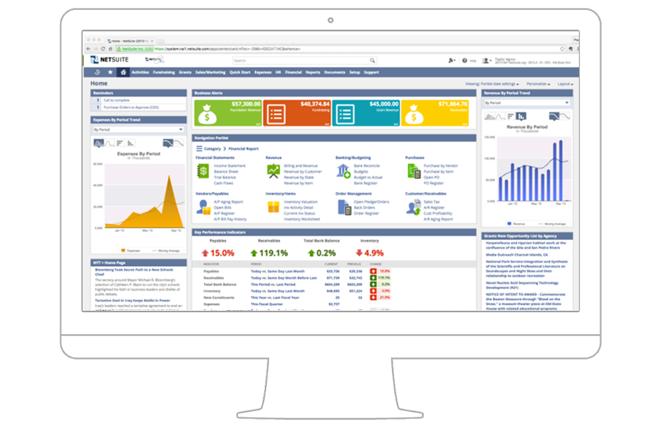 Oracle Netsuite dashboard