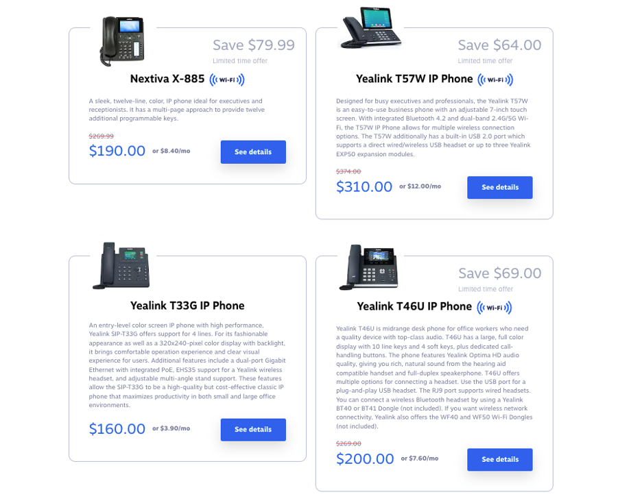 Nextiva desk phone options