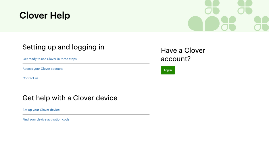 Clover POS online help resources