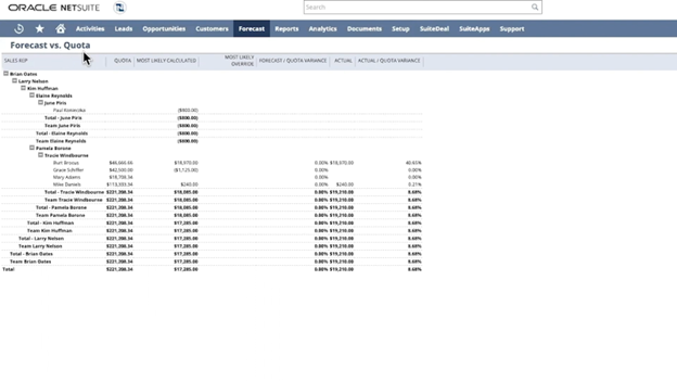 NetSuite forecasting tools