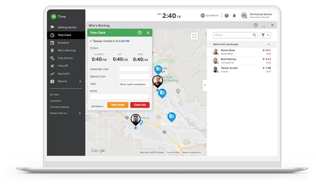 QuickBooks time dashboard