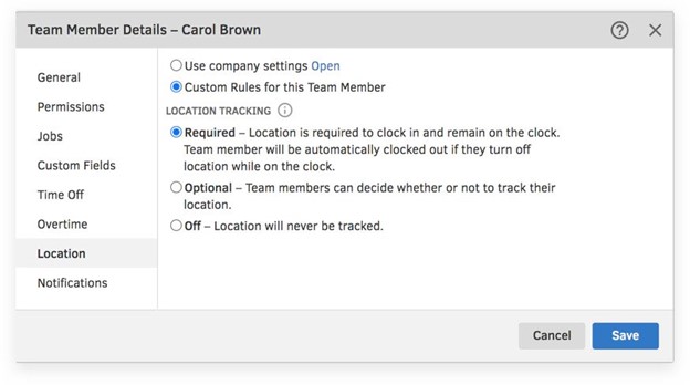 QuickBooks Time geotracking