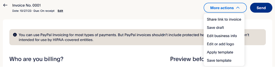 Paypal invoicing