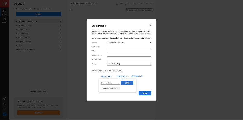 Connectwise invite new machines