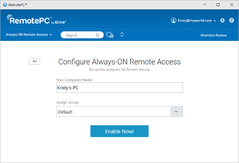 RemotePC Always On feature