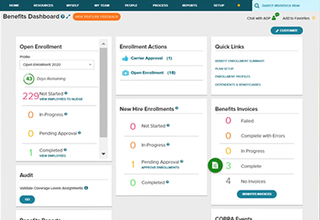 ADP benefits dashboard