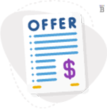 graphic of a piece of paper that says the word offer with a dollar sign