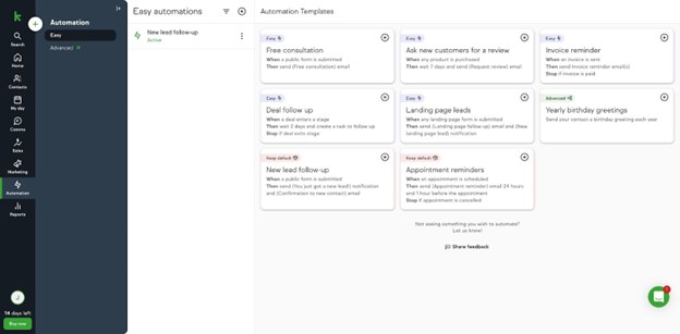 Keap automated tasks