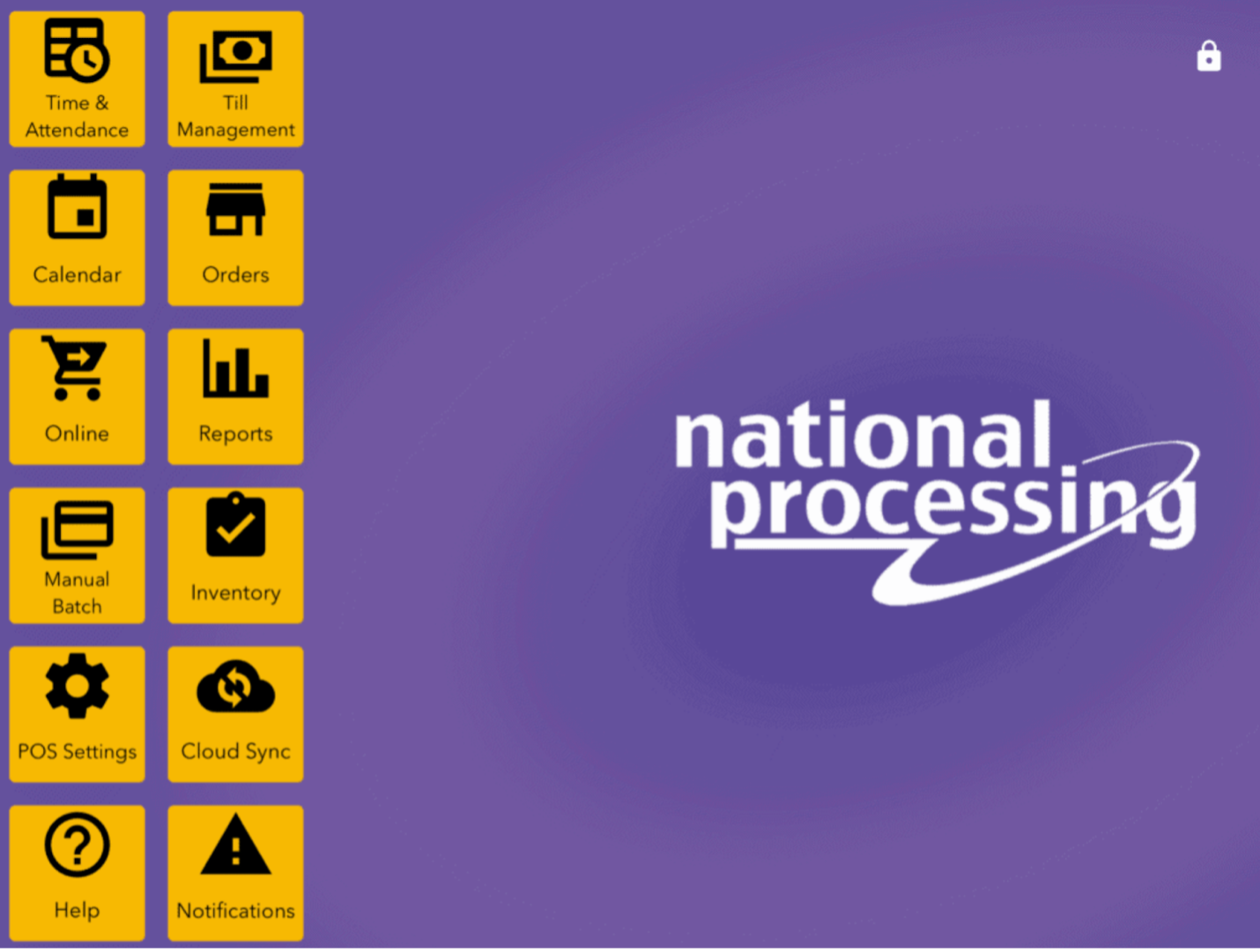 National Processing menu system