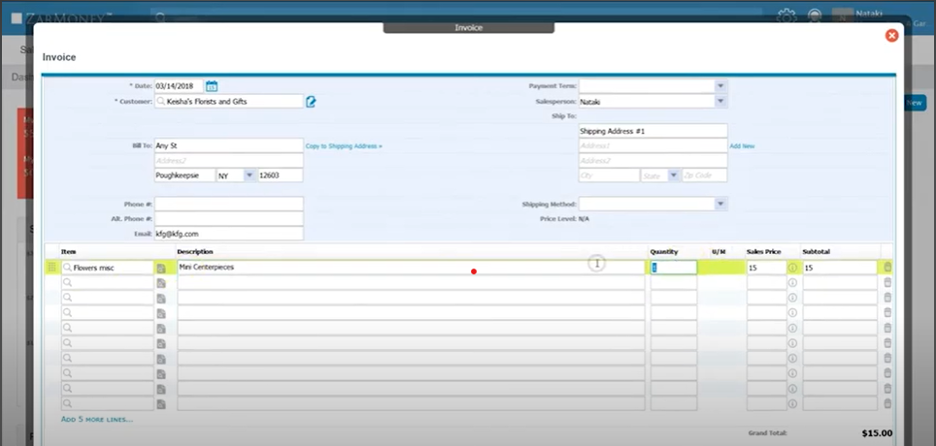 ZarMoney invoicing interface