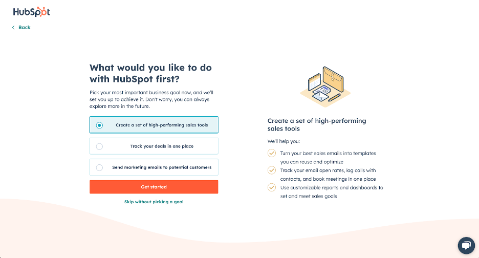 Hubspot setup wizard