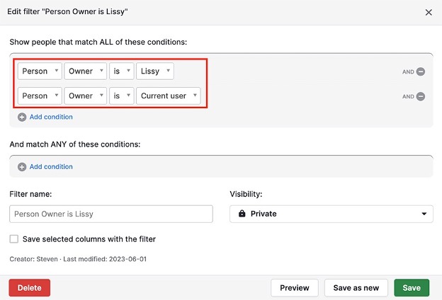 PipeDrive conditions