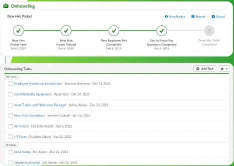 BambooHR onboarding features