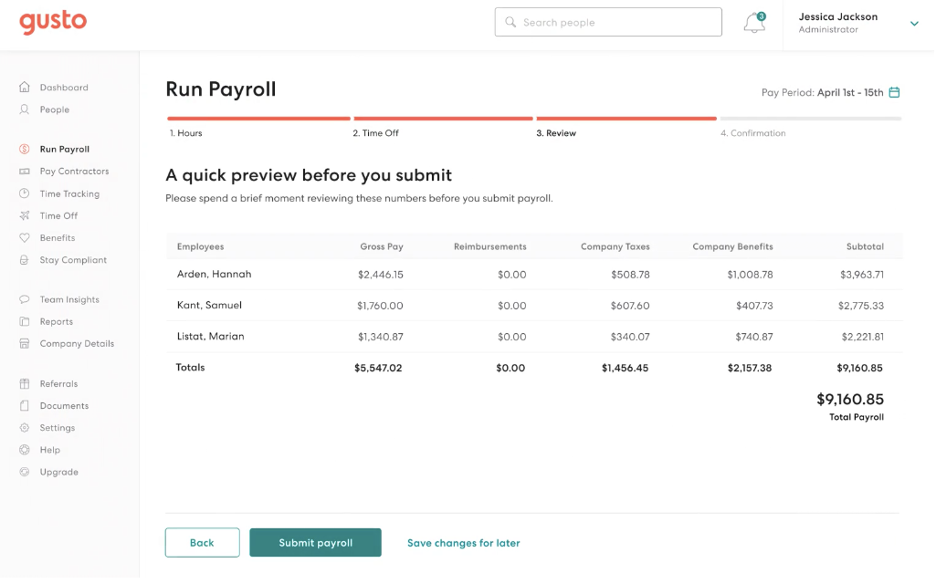 Gusto running payroll