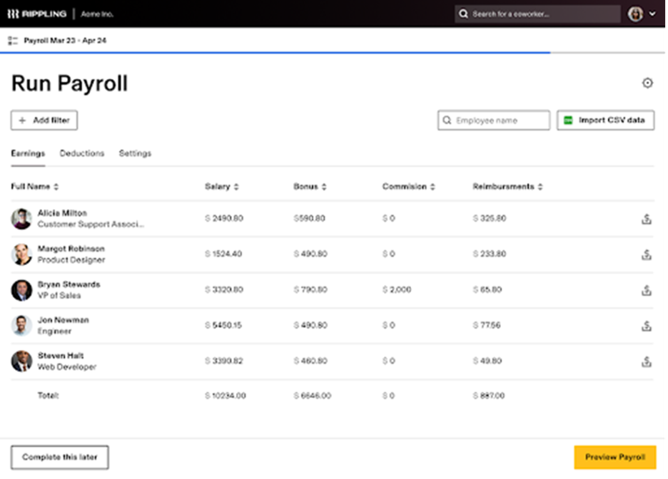 Rippling payroll